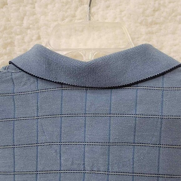 Van Heusen Men's Polo Shirt Size XL Blue Casual Check Pattern With Collar Cotton - Picture 5 of 10